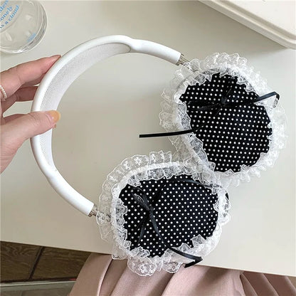 1Pair For AirPods Max Protective Case Fabric+TPU Headset Sleeve Bowknot Design