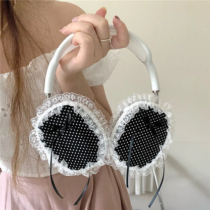 1Pair For AirPods Max Protective Case Fabric+TPU Headset Sleeve Bowknot Design