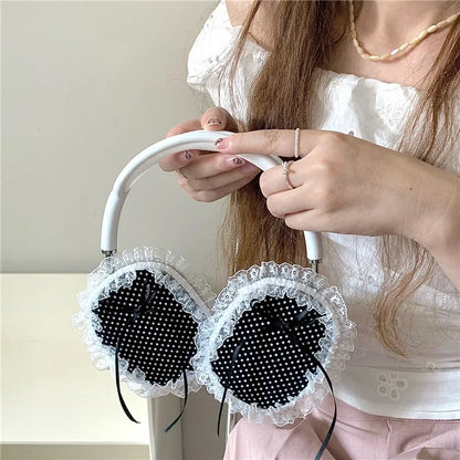 1Pair For AirPods Max Protective Case Fabric+TPU Headset Sleeve Bowknot Design