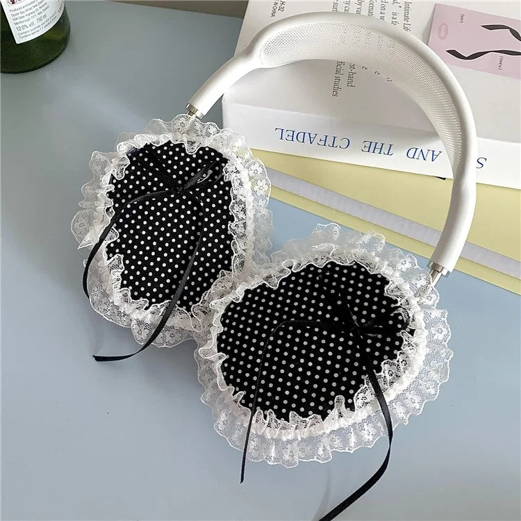 1Pair For AirPods Max Protective Case Fabric+TPU Headset Sleeve Bowknot Design