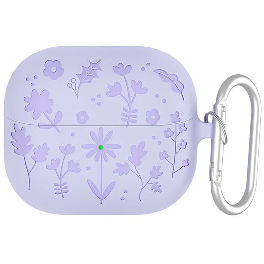 For Samsung Galaxy Buds3 Pro / Buds3 Bluetooth Earphones Flower Pattern Liquid Silicone Case with Hanging Buckle