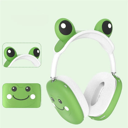 For AirPods Max Frog Design Liquid Silicone Headphone Earmuff Shell + Headbeam Cover