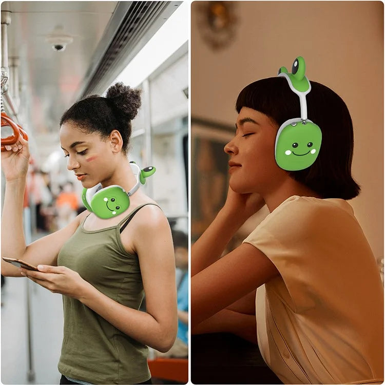 For AirPods Max Frog Design Liquid Silicone Headphone Earmuff Shell + Headbeam Cover