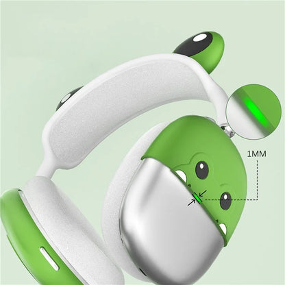 For AirPods Max Frog Design Liquid Silicone Headphone Earmuff Shell + Headbeam Cover