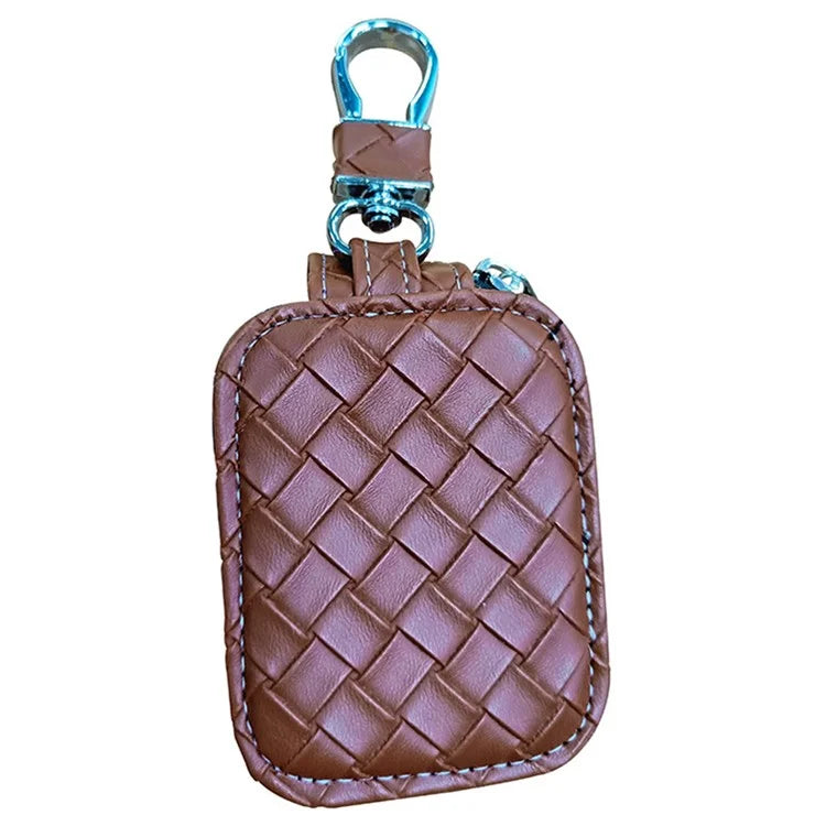 For Apple Series Earbud Carrying Case Small PU Leather Woven Pattern Earphone Cover