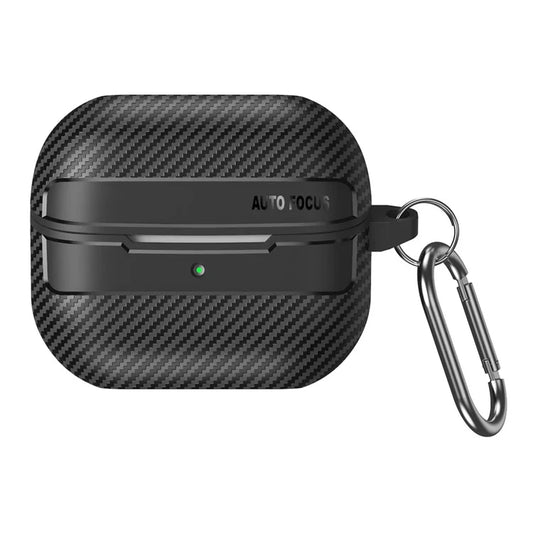 For Samsung Galaxy Buds3 / Buds3 Pro Case Carbon Fiber Texture TPU Earbuds Protective Cover with Hook