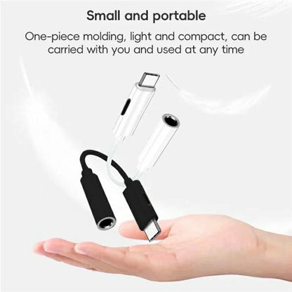 Type-C to 8 Pin + 3.5mm 2-in-1 Adapter Cable Audio Converter Nylon Braided Wire