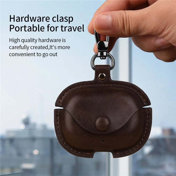 For Realme Buds T300 Charging Case Cover Leather+PC Earbuds Protective Case