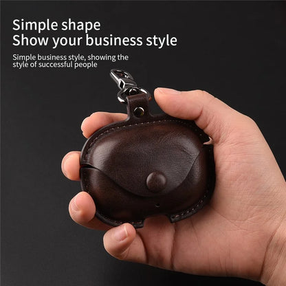 For Realme Buds T300 Charging Case Cover Leather+PC Earbuds Protective Case
