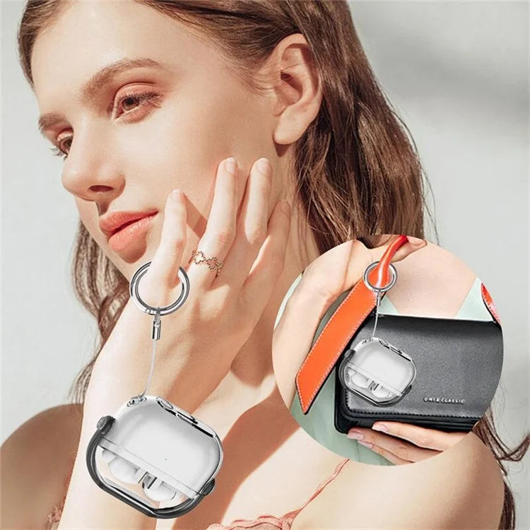 For Samsung Galaxy Buds3 / Buds3 Pro Case Kickstand TPU+PC Earbud Cover with Ring Strap