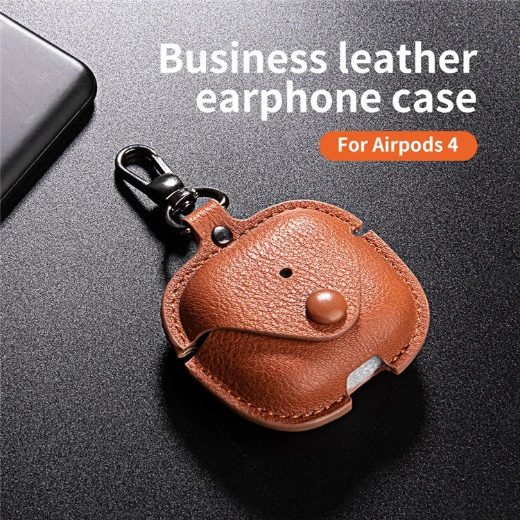 For AirPods 4 Charging Case Cover PU Leather+PC Earbuds Protective Case
