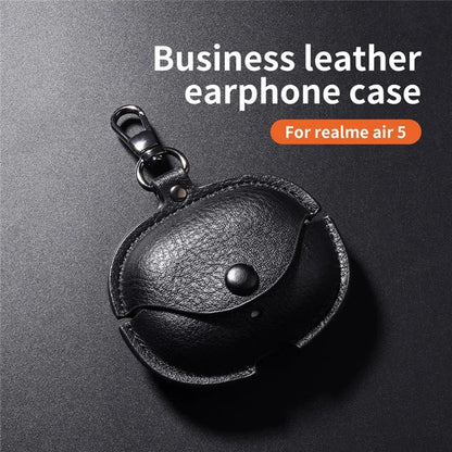For Realme Buds Air 5 Pro Charging Case Cover Leather+PC Earbuds Protective Case