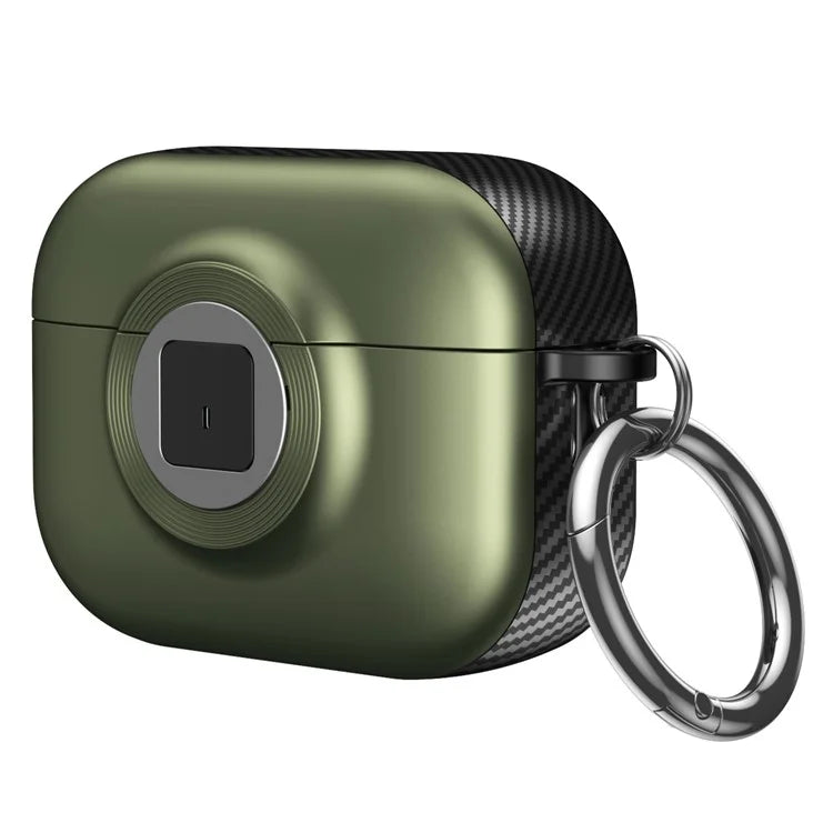 For Apple AirPods Pro 2 Case PC+TPU Flip Earphone Cover with Carabiner and Switch Lock