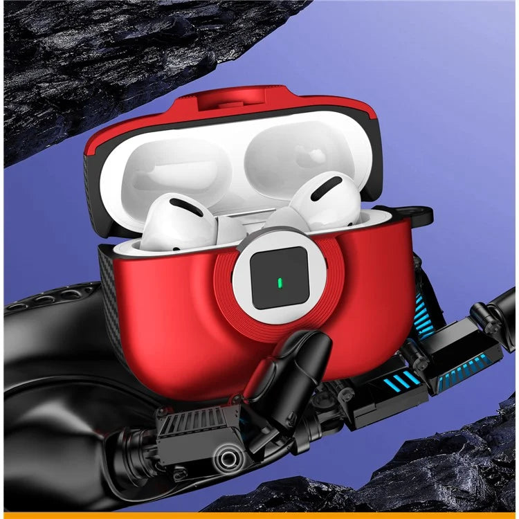 For Apple AirPods Pro 2 Case PC+TPU Flip Earphone Cover with Carabiner and Switch Lock