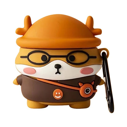 For AirPods 4 Case 3D Cartoon Cute Silicone Earbuds Cover with Carabiner