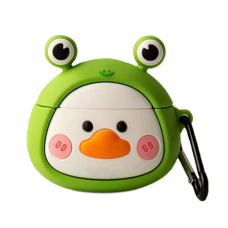 For AirPods 4 Case 3D Cartoon Cute Silicone Earbuds Cover with Carabiner