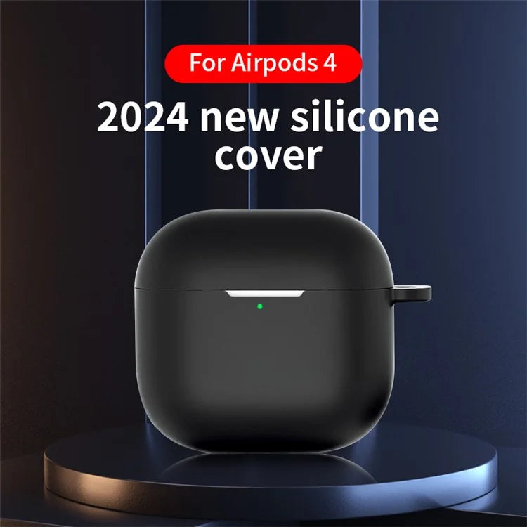 For AirPods 4 Silicone Case Soft Wireless Earbud Organizer Cover Thickness 2.5mm with Carabiner