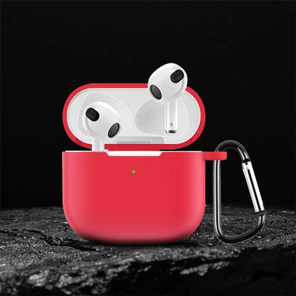 For AirPods 4 Silicone Case Soft Wireless Earbud Organizer Cover Thickness 2.5mm with Carabiner