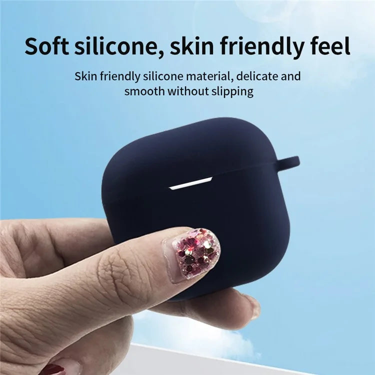 For AirPods 4 Silicone Case Soft Wireless Earbud Organizer Cover Thickness 2.5mm with Carabiner