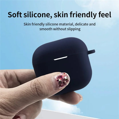 For AirPods 4 Silicone Case Soft Wireless Earbud Organizer Cover Thickness 2.5mm with Carabiner
