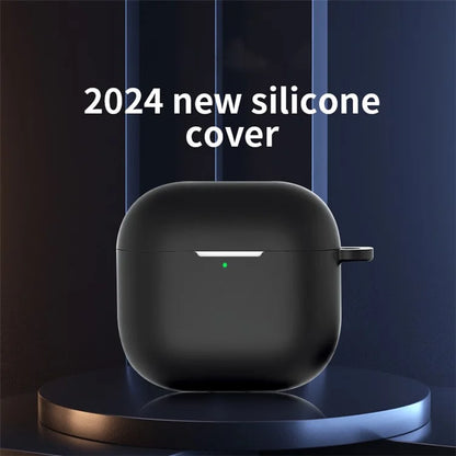 For AirPods 4 Silicone Case Soft Wireless Earbud Organizer Cover Thickness 2.5mm with Carabiner