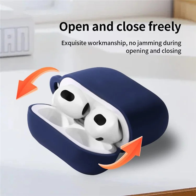 For AirPods 4 Silicone Case Soft Wireless Earbud Organizer Cover Thickness 2.5mm with Carabiner