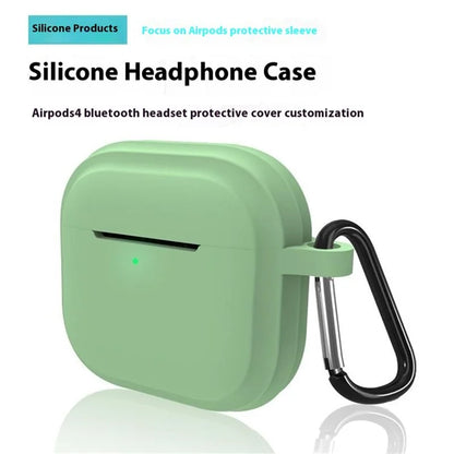 For AirPods 4 Case Bluetooth Earphone Silicone Case Earbud Protective Cover with Carabiner