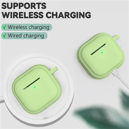 For AirPods 4 Case Bluetooth Earphone Silicone Case Earbud Protective Cover with Carabiner