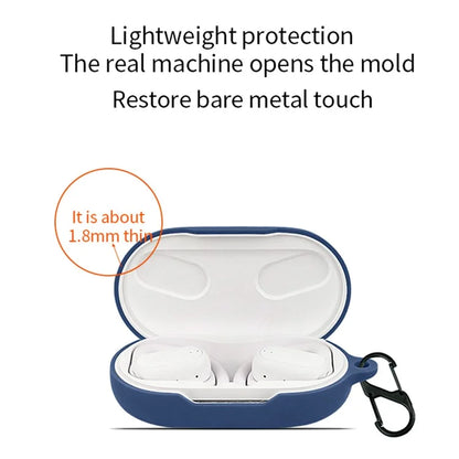 For JBL Soundgear Sense Bluetooth Earphone Case Anti-drop Silicone Cover with Anti-lost Buckleish Green