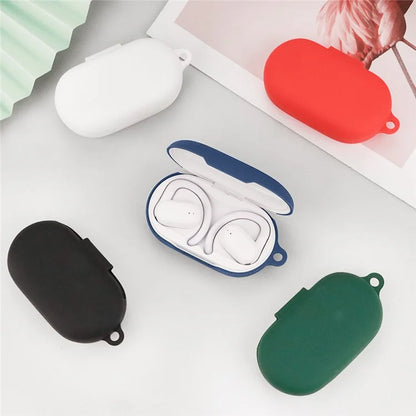 For JBL Soundgear Sense Bluetooth Earphone Case Anti-drop Silicone Cover with Anti-lost Buckleish Green