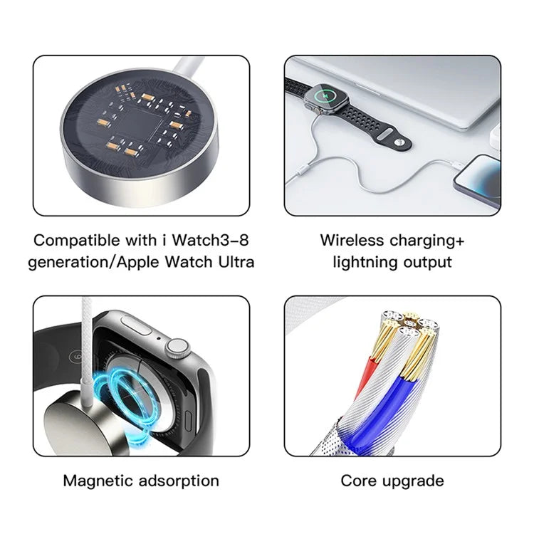 TOTU Zinc Series For Apple Watch Wireless Charger Magnetic Charging Dock with Braided Cable