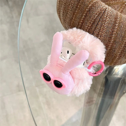 Plush Case for AirPods with Charging Case (2016) / (2019) / AirPods with Wireless Charging Case (2019) Fluffy Rabbit Earphone Cover