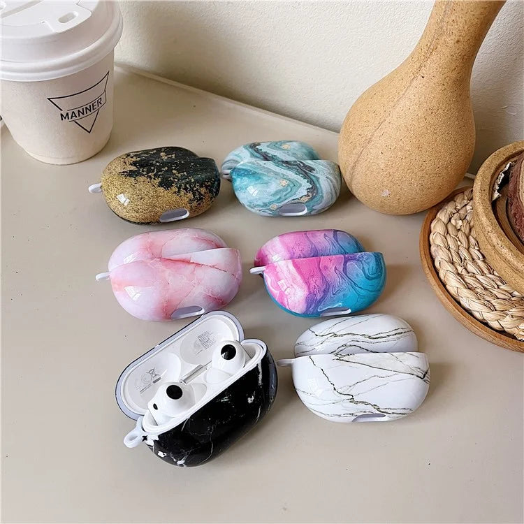 For Huawei FreeBuds Pro3 Marble Pattern PC Case Bluetooth Earphone Protective Cover Gold