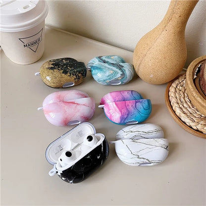 For Huawei FreeBuds Pro3 Marble Pattern PC Case Bluetooth Earphone Protective Cover Gold