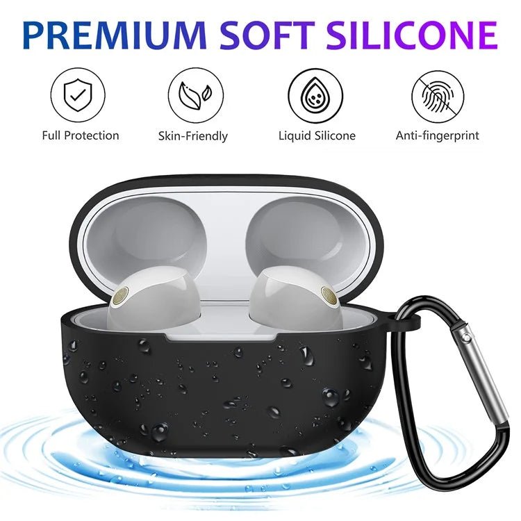 For Sony WF-1000XM5 Silicone Case Earphone Cover Bluetooth Headset Sleeve with Buckle