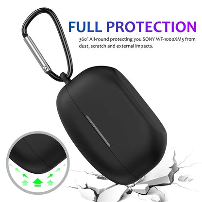 For Sony WF-1000XM5 Silicone Case Earphone Cover Bluetooth Headset Sleeve with Buckle