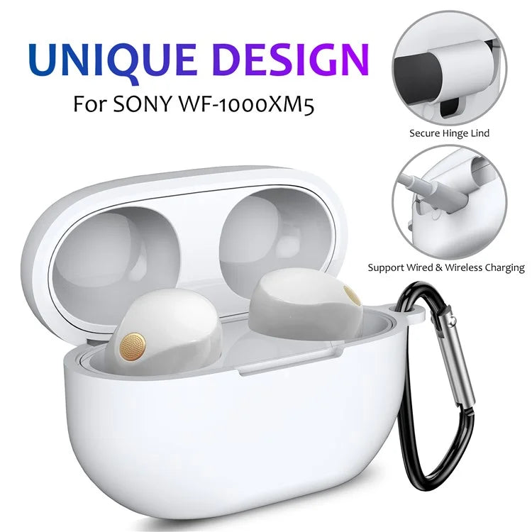 For Sony WF-1000XM5 Silicone Case Earphone Cover Bluetooth Headset Sleeve with Buckle