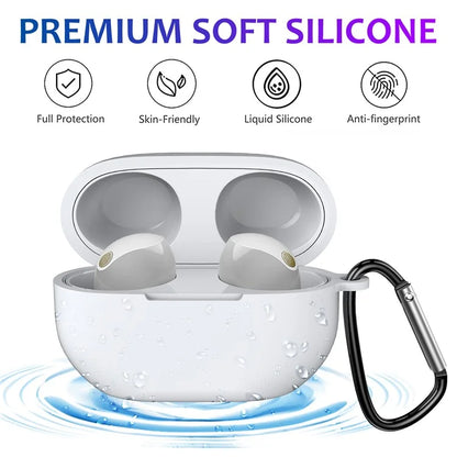 For Sony WF-1000XM5 Silicone Case Earphone Cover Bluetooth Headset Sleeve with Buckle