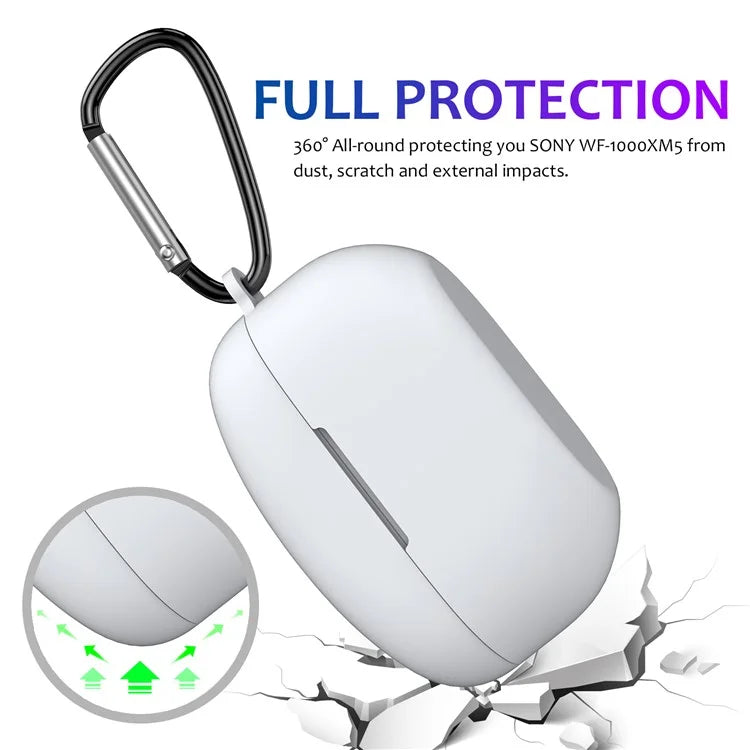 For Sony WF-1000XM5 Silicone Case Earphone Cover Bluetooth Headset Sleeve with Buckle