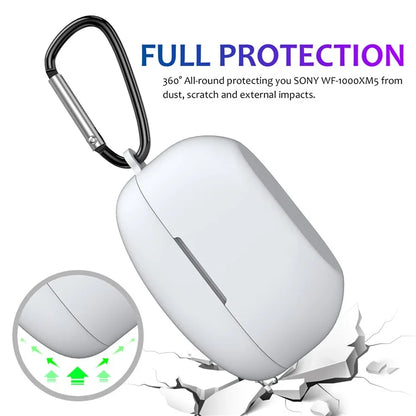 For Sony WF-1000XM5 Silicone Case Earphone Cover Bluetooth Headset Sleeve with Buckle