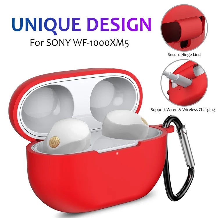 For Sony WF-1000XM5 Silicone Case Earphone Cover Bluetooth Headset Sleeve with Buckle