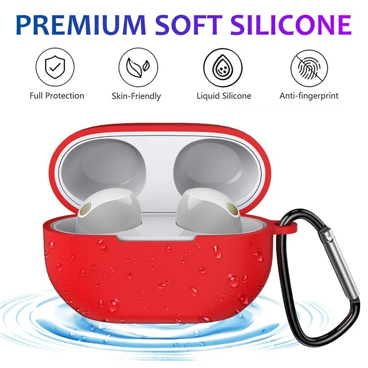 For Sony WF-1000XM5 Silicone Case Earphone Cover Bluetooth Headset Sleeve with Buckle