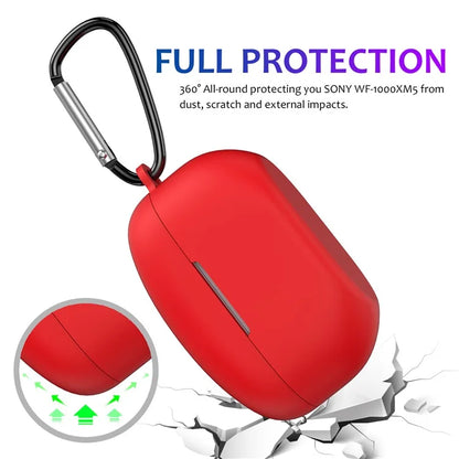 For Sony WF-1000XM5 Silicone Case Earphone Cover Bluetooth Headset Sleeve with Buckle