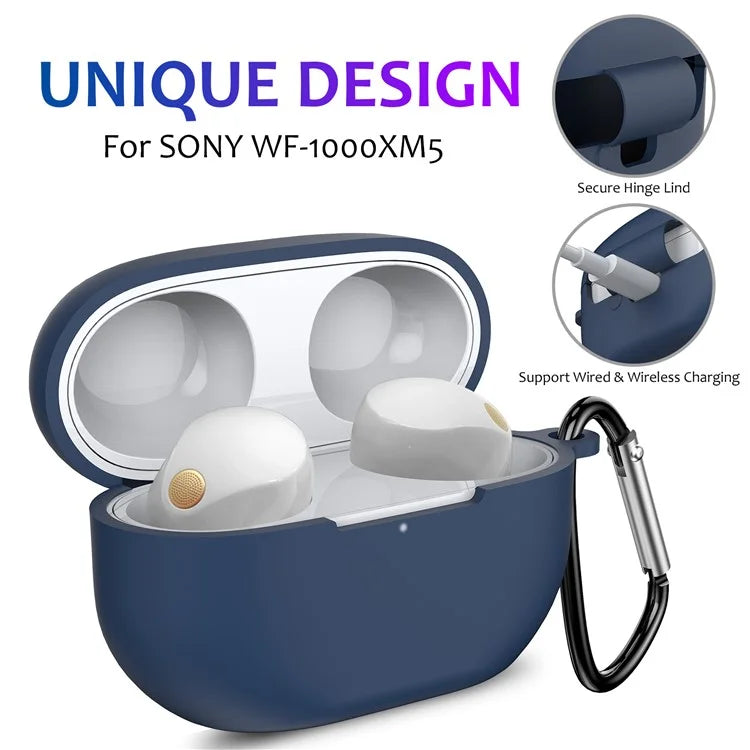 For Sony WF-1000XM5 Silicone Case Earphone Cover Bluetooth Headset Sleeve with Buckle