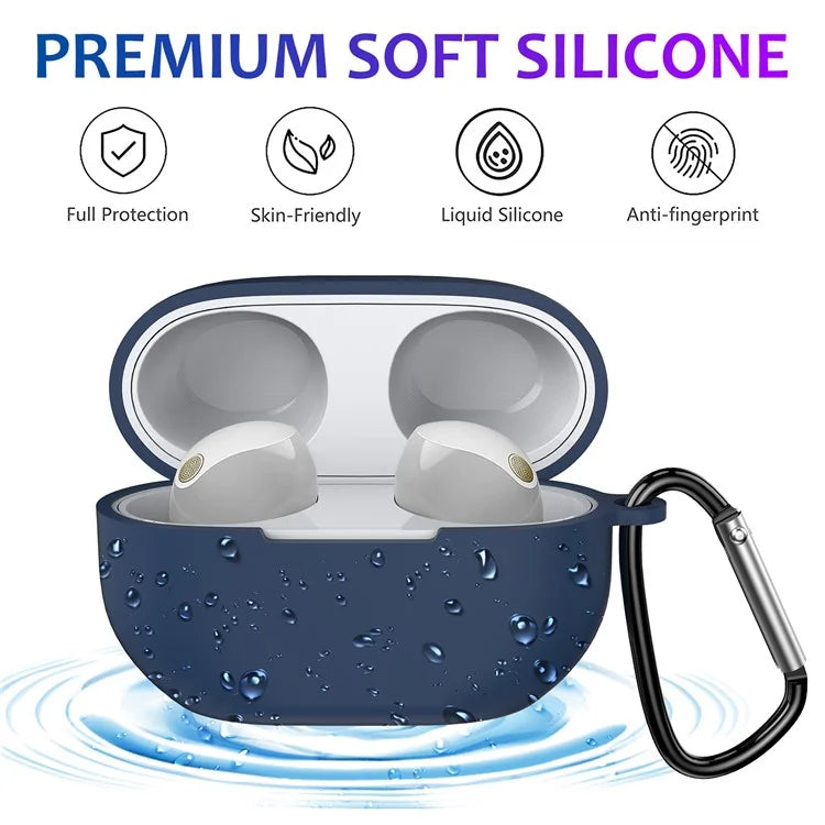 For Sony WF-1000XM5 Silicone Case Earphone Cover Bluetooth Headset Sleeve with Buckle