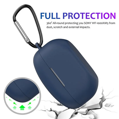For Sony WF-1000XM5 Silicone Case Earphone Cover Bluetooth Headset Sleeve with Buckle