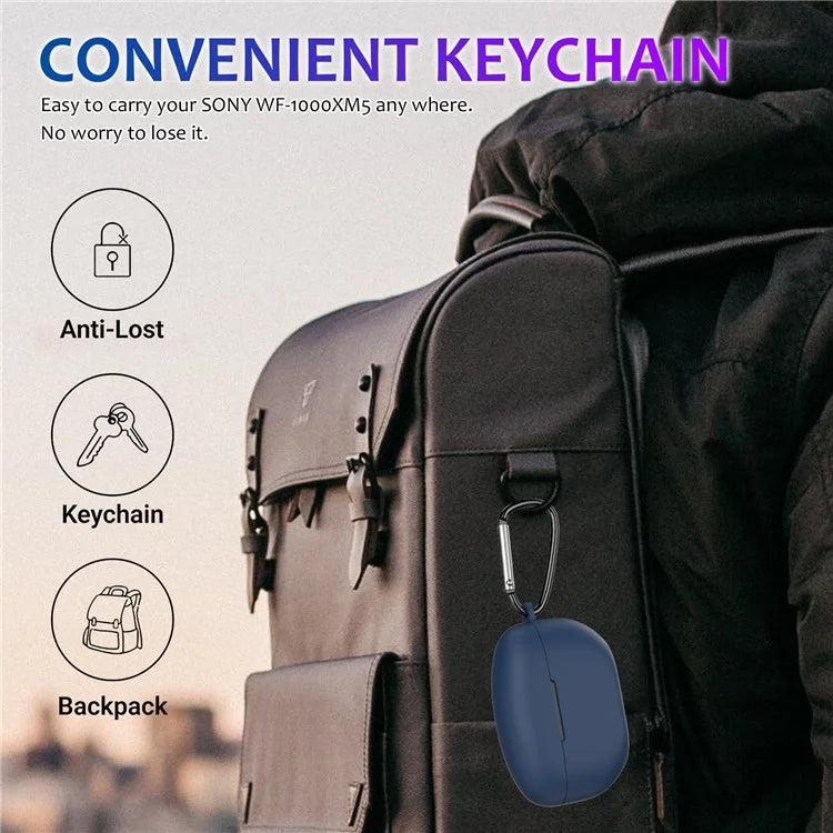 For Sony WF-1000XM5 Silicone Case Earphone Cover Bluetooth Headset Sleeve with Buckle