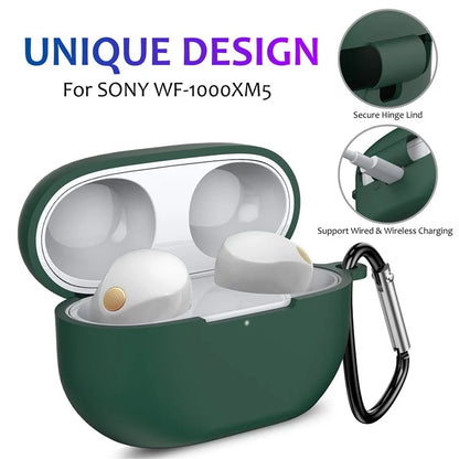 For Sony WF-1000XM5 Silicone Case Earphone Cover Bluetooth Headset Sleeve with Buckle