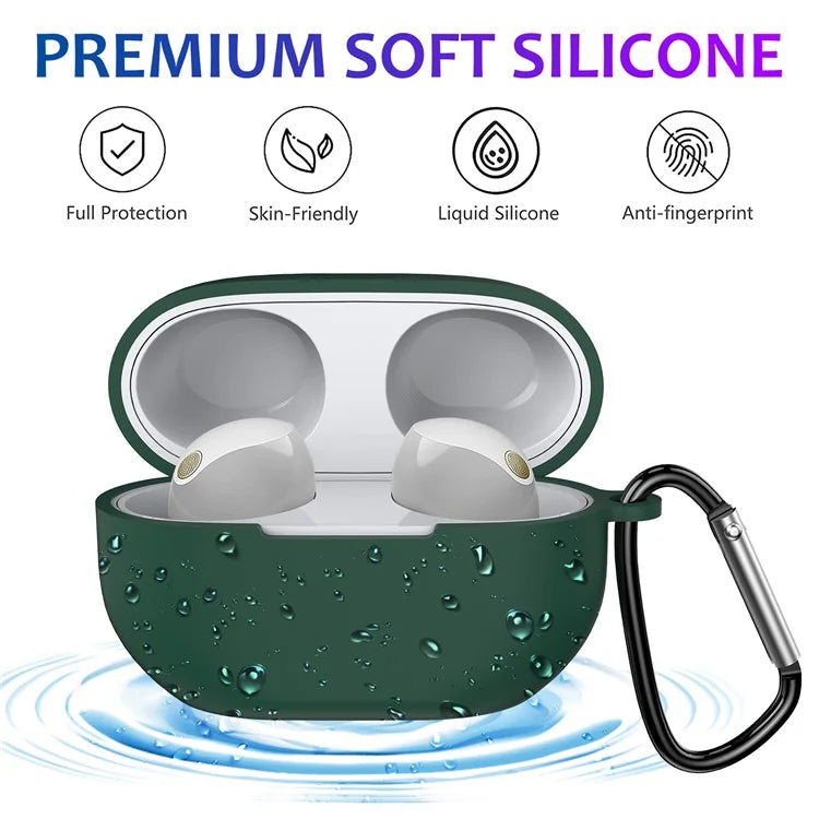 For Sony WF-1000XM5 Silicone Case Earphone Cover Bluetooth Headset Sleeve with Buckle