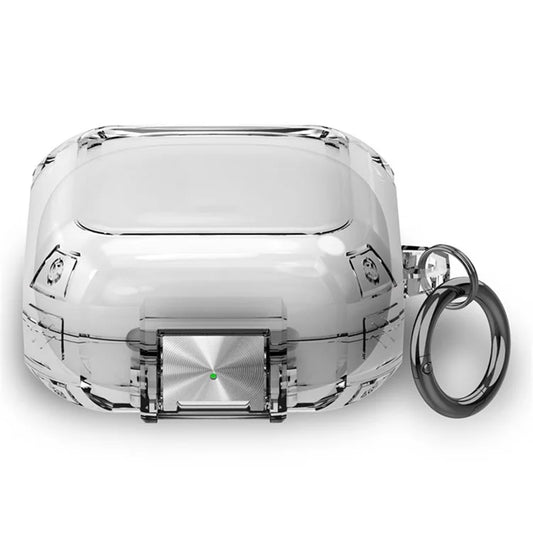 For Beats Fit Pro Clear TPU Case TWS Earphone Protector Cover with Metal Lock and Carrying Buckle